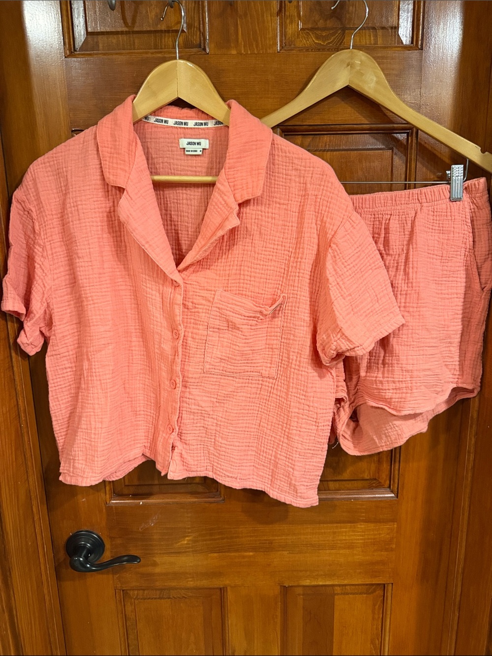 Jason Wu Coral Pink Crinkle Short Set